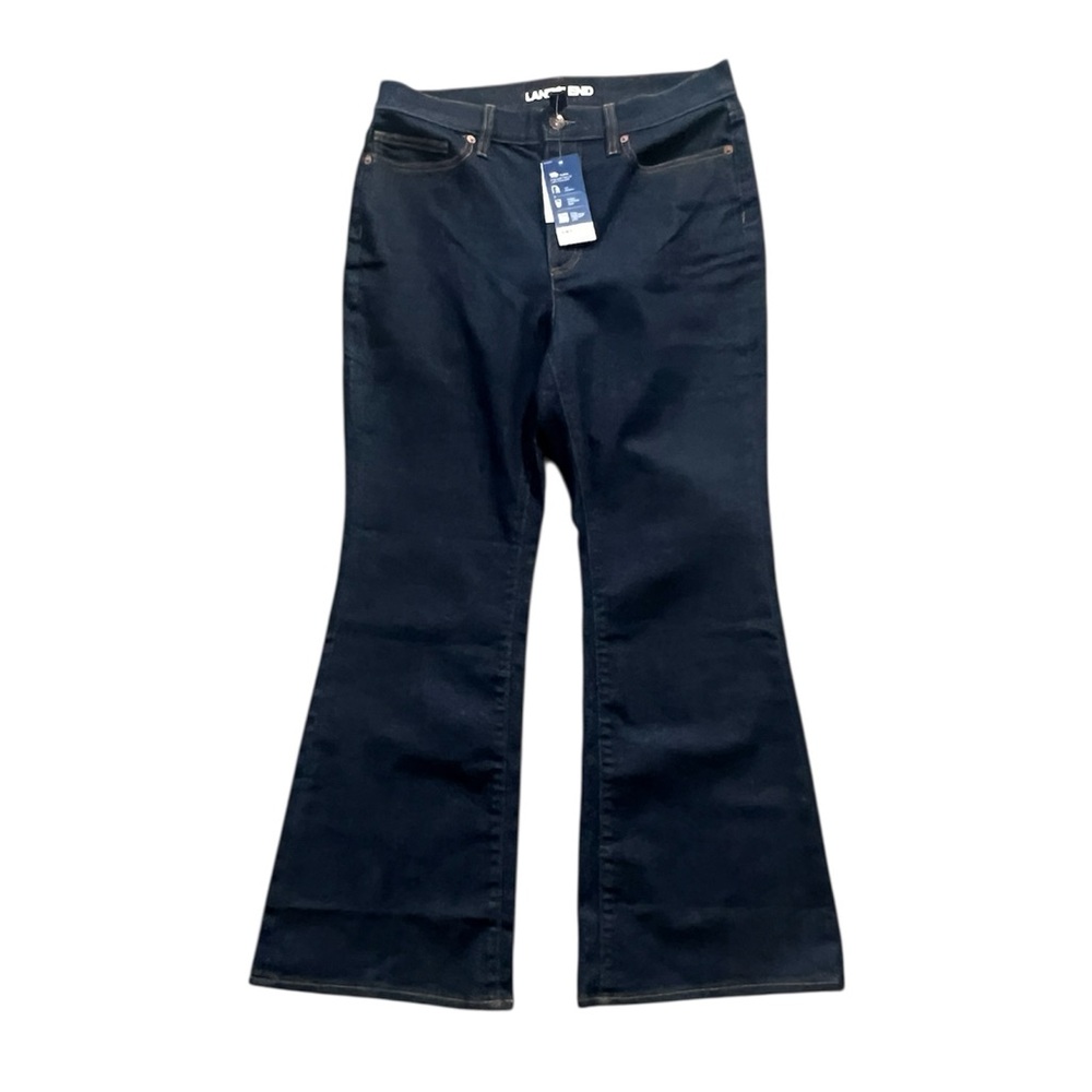 NWT Lands' End Dark Blue Flare Denim Jeans size 10P